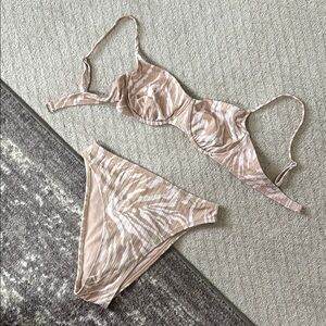 wild fable Beige and White Zebra Print Bikini Set